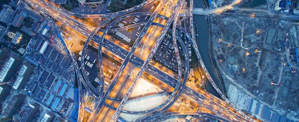 Aerial view of traffic in China