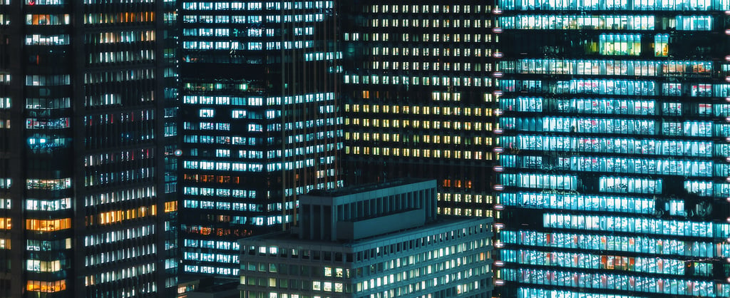 Buildings with lights on