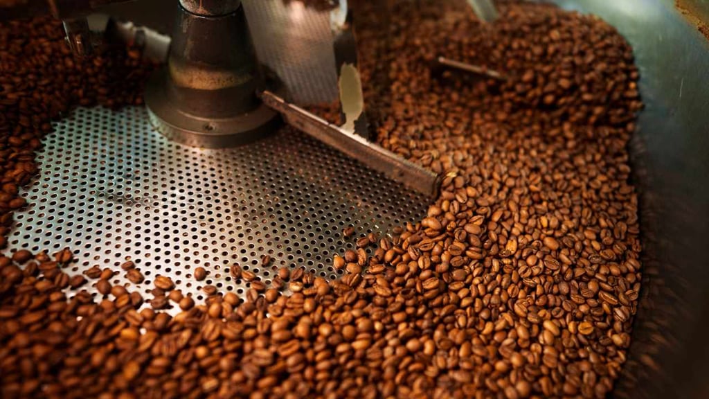 Coffee beans in machine