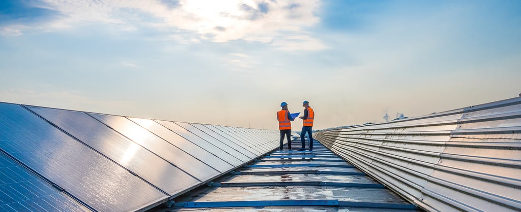 Engineers working in a solar plant