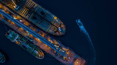 Crude oil tanker aerial view