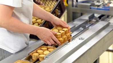 Packaging biscuits in warehouse
