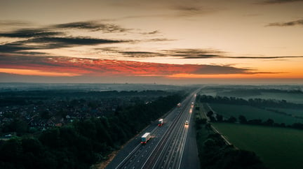 motorway by sunset