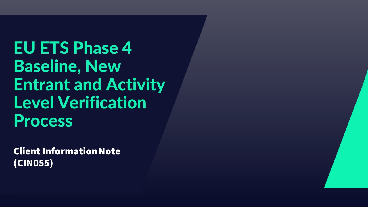 CIN055 JPG -EU ETS Phase 4 Baseline, New Entrant and Activity Level Verification Process