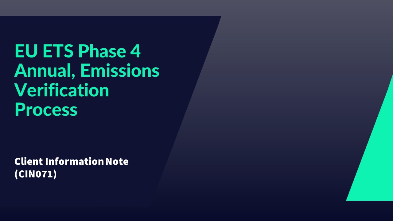 CIN071 -EU ETS Phase 4 Annual, Emissions Verification Process