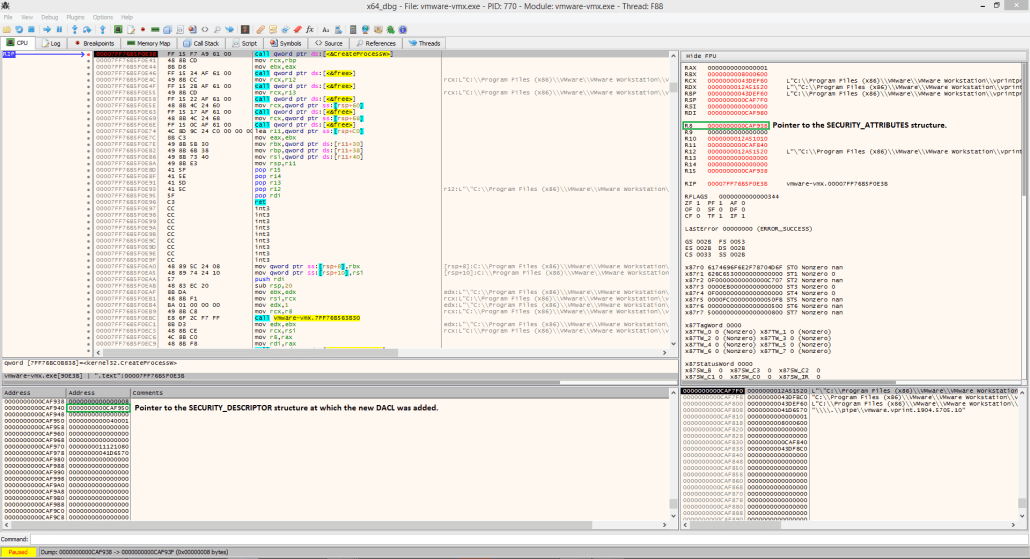 Figure 5. Launching vprintproxy.exe with a valid DACL